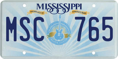 MS license plate MSC765