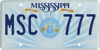 MS license plate MSC777