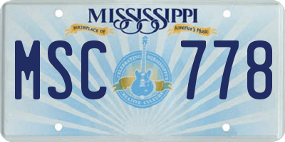 MS license plate MSC778