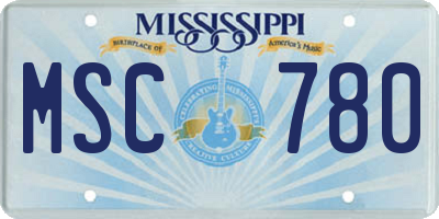 MS license plate MSC780
