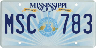 MS license plate MSC783