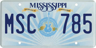 MS license plate MSC785