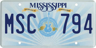 MS license plate MSC794