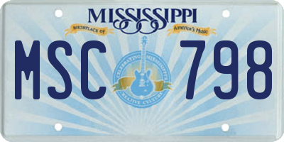 MS license plate MSC798