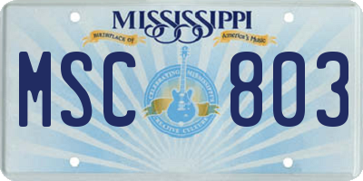 MS license plate MSC803