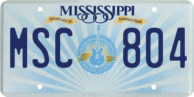MS license plate MSC804