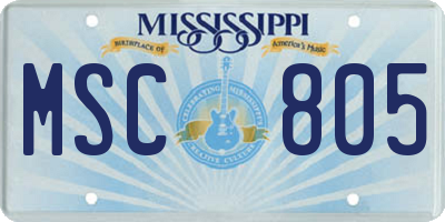MS license plate MSC805