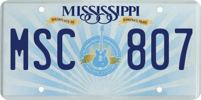 MS license plate MSC807