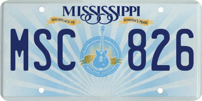MS license plate MSC826