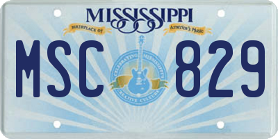 MS license plate MSC829