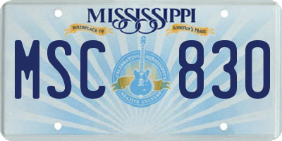 MS license plate MSC830