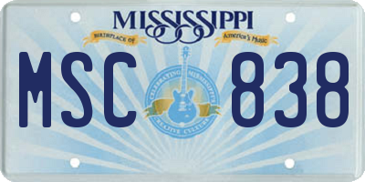 MS license plate MSC838