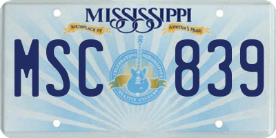 MS license plate MSC839