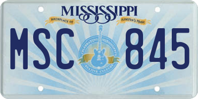 MS license plate MSC845