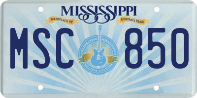 MS license plate MSC850