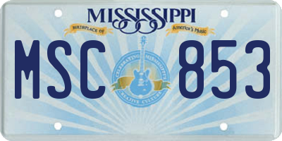 MS license plate MSC853