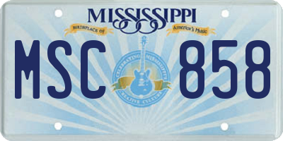 MS license plate MSC858