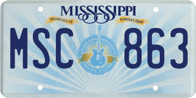 MS license plate MSC863