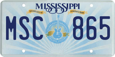 MS license plate MSC865