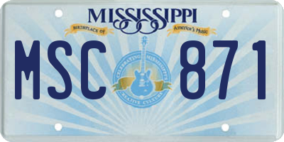 MS license plate MSC871