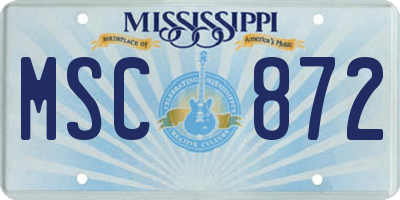 MS license plate MSC872