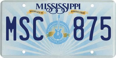 MS license plate MSC875
