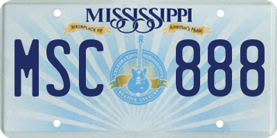 MS license plate MSC888
