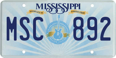MS license plate MSC892