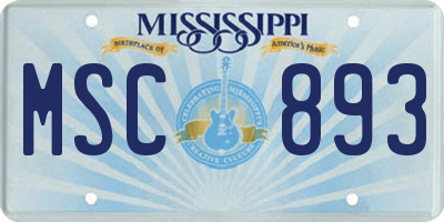 MS license plate MSC893
