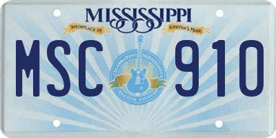 MS license plate MSC910