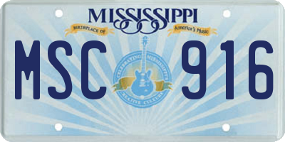 MS license plate MSC916