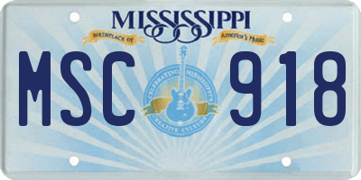 MS license plate MSC918