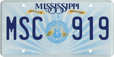 MS license plate MSC919