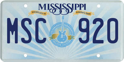 MS license plate MSC920