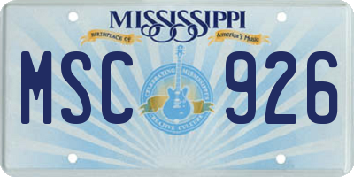 MS license plate MSC926