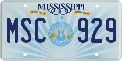 MS license plate MSC929