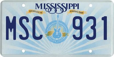 MS license plate MSC931