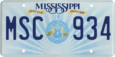 MS license plate MSC934