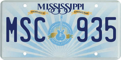 MS license plate MSC935