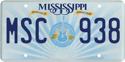 MS license plate MSC938