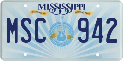 MS license plate MSC942