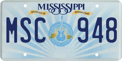 MS license plate MSC948