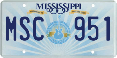 MS license plate MSC951