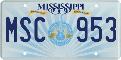 MS license plate MSC953