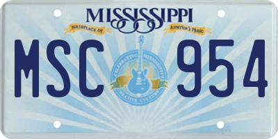 MS license plate MSC954