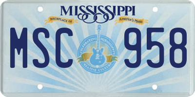 MS license plate MSC958