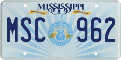 MS license plate MSC962