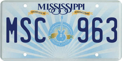 MS license plate MSC963