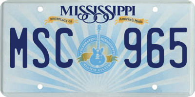 MS license plate MSC965