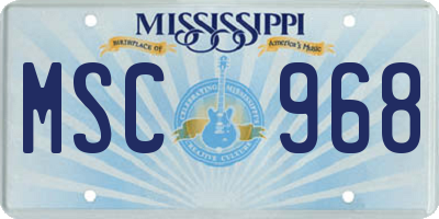 MS license plate MSC968